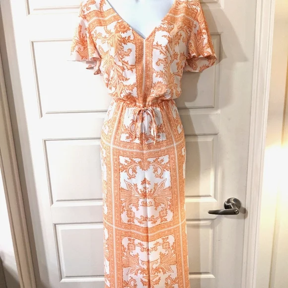 Michael kors jumpsuit orange deals